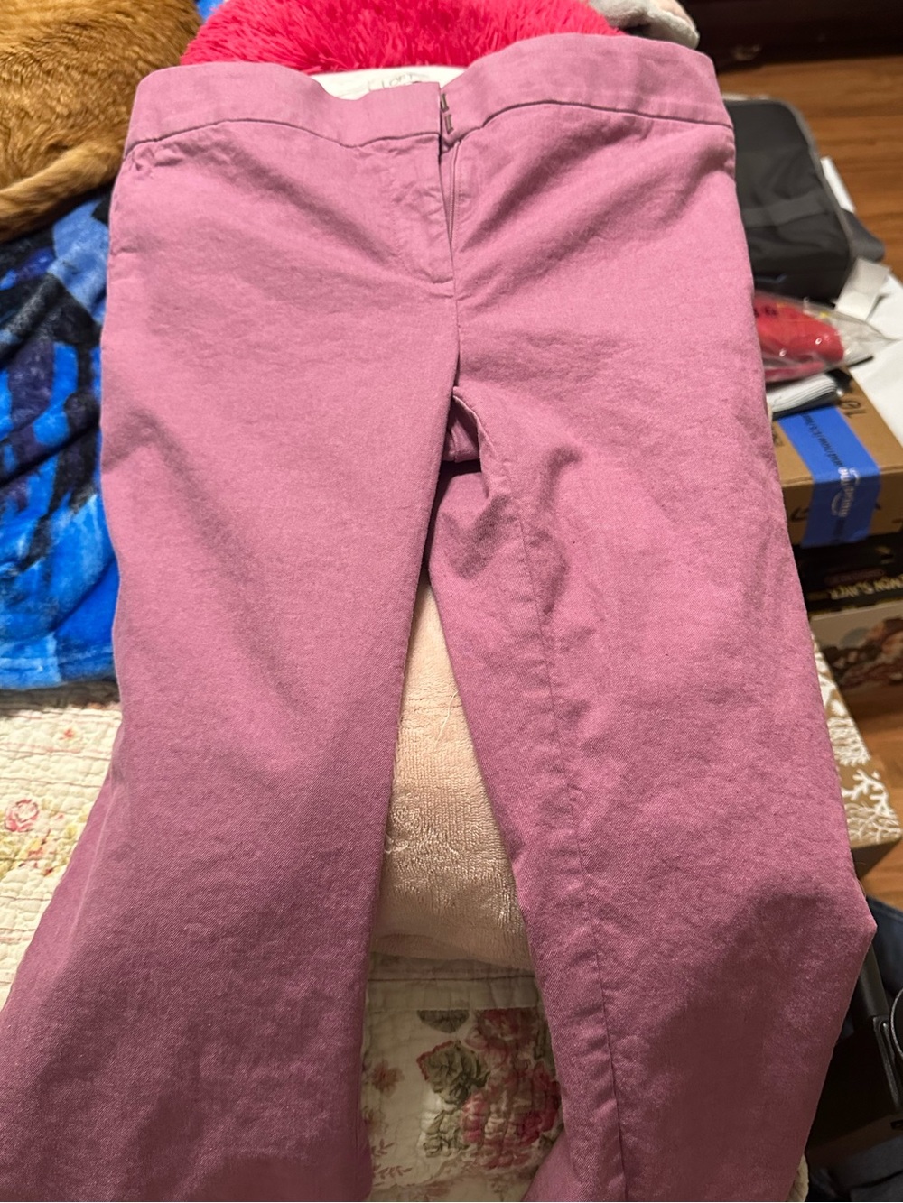 LOFT Riveria Pink Purple Long Skinny Pants Size 6 NWOT